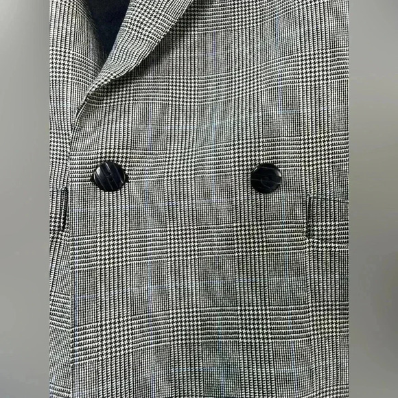 Moda Polska Warszawa Doble Breasted Wool Plaid Blazer Sz 10 - Picture 5 of 14